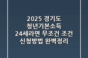 2025 경기도 청년기본소득 24세라면 무조건 조건 신청방법 완벽정리