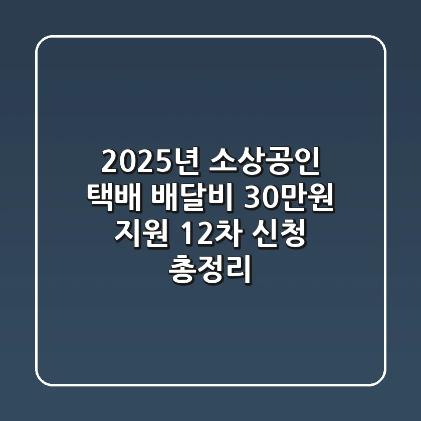 2025년 소상공인 택배 배달비 30만원 지원! 1.2차 신청 총정리