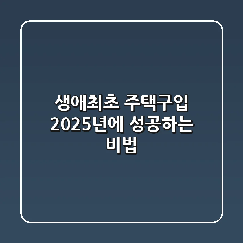 생애최초 주택구입, 2025년에 성공하는 비법🔑