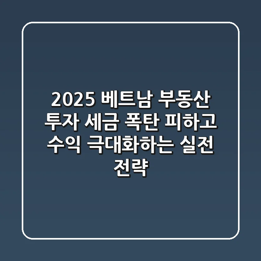 2025 베트남 부동산 투자: '세금 폭탄' 피하고 '수익 극대화'하는 실전 전략