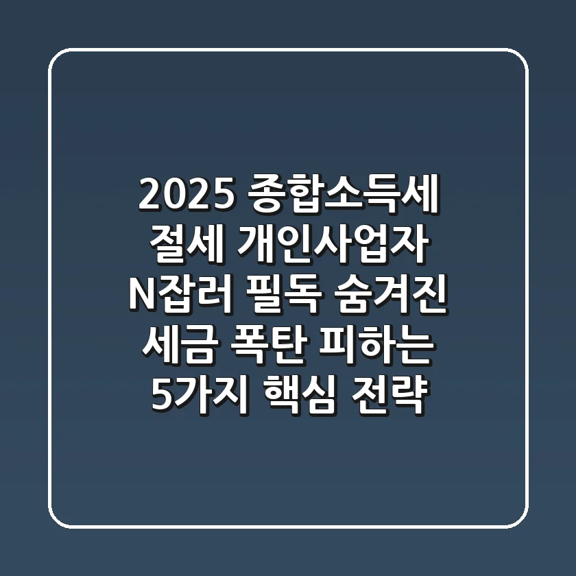 2025 종합소득세 절세: 개인사업자 & N잡러 필독! 숨겨진 세금 폭탄 피하는 5가지 핵심 전략