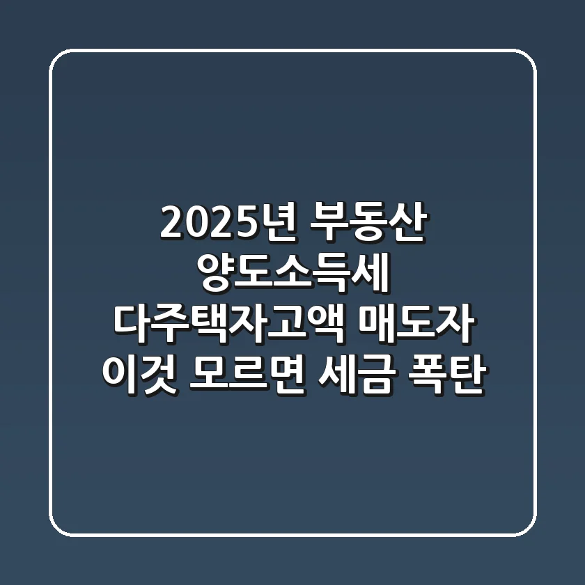 2025년 부동산 양도소득세, 다주택자/고액 매도자 '이것' 모르면 세금 폭탄!