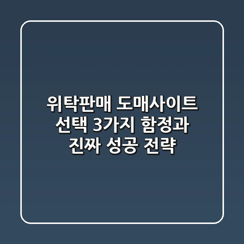 위탁판매 도매사이트 선택? 3가지 함정과 진짜 성공 전략