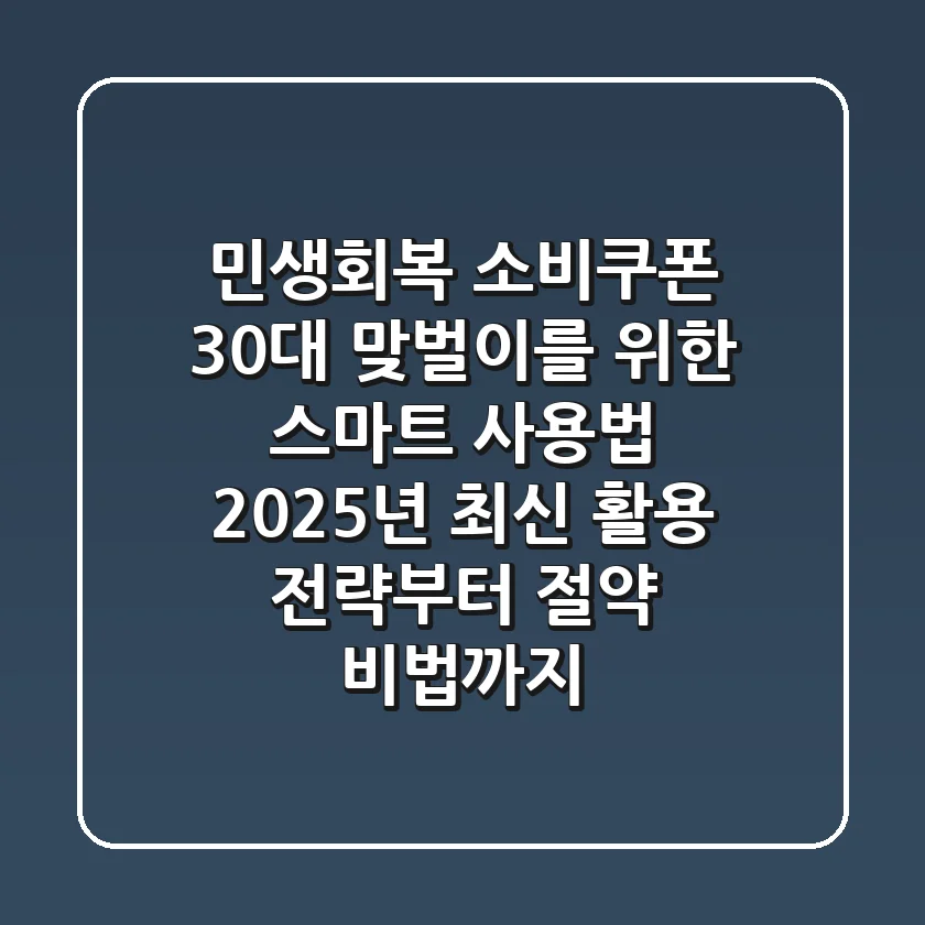 민생회복 소비쿠폰, 30대 맞벌이를 위한 스마트 사용법: 2025년 최신 활용 전략부터 절약 비법까지!