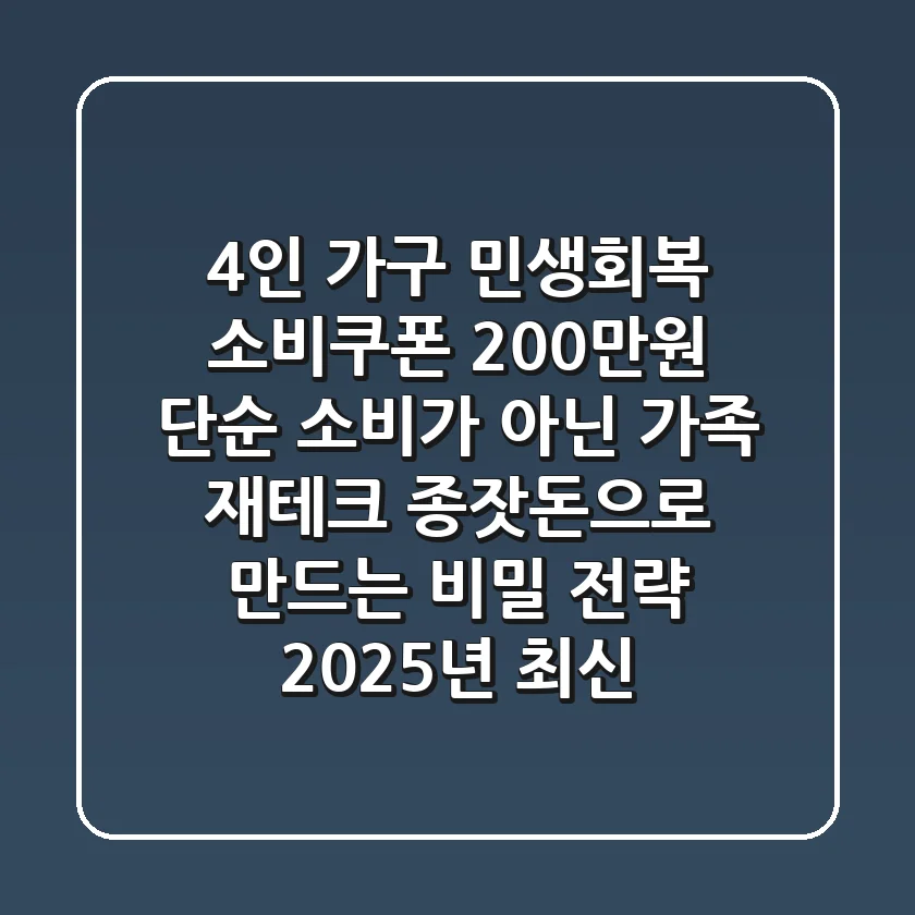 4인 가구 민생회복 소비쿠폰 200만원, 단순 소비가 아닌 '가족 재테크 종잣돈'으로 만드는 비밀 전략 (2025년 최신)
