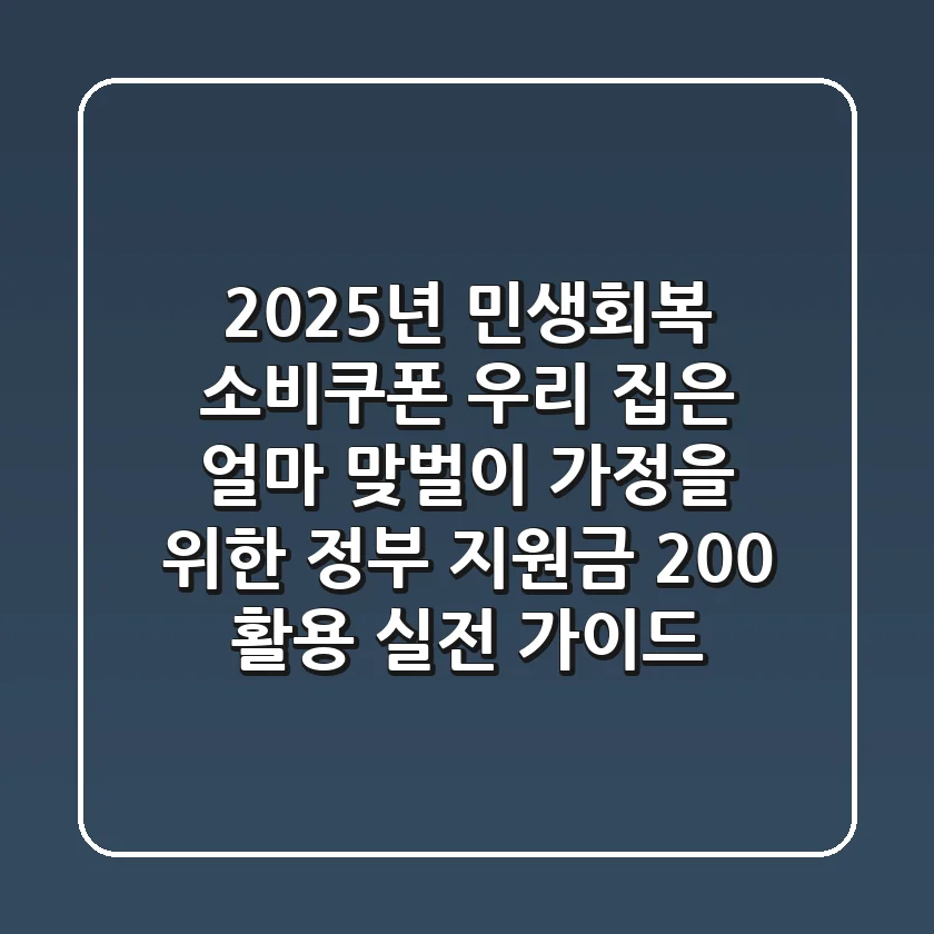 2025년 민생회복 소비쿠폰, 우리 집은 얼마? 맞벌이 가정을 위한 정부 지원금 200% 활용 실전 가이드