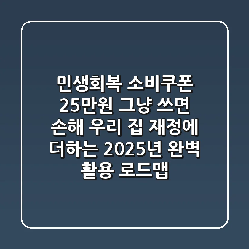 민생회복 소비쿠폰 25만원, 그냥 쓰면 손해! 우리 집 재정에 +α 더하는 2025년 완벽 활용 로드맵
