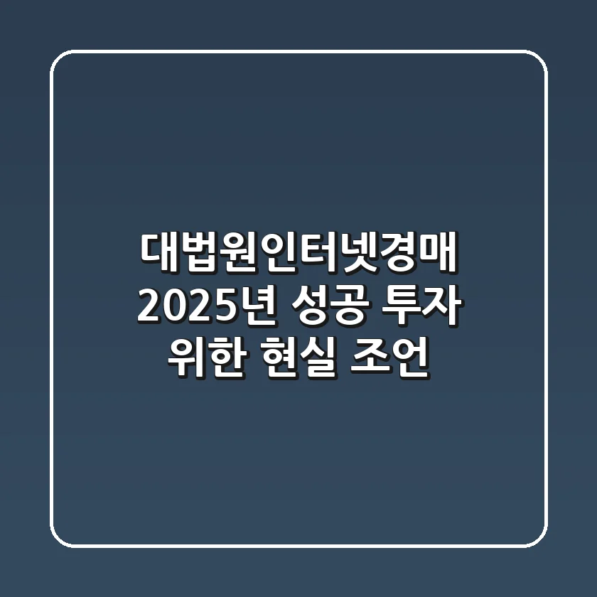 대법원인터넷경매, 2025년 성공 투자 위한 현실 조언