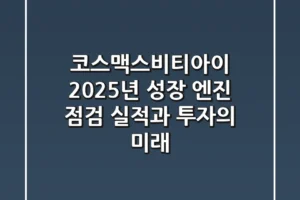 코스맥스비티아이, 2025년 성장 엔진 점검: 실적과 투자의 미래