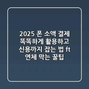 2025 폰 소액 결제, 똑똑하게 활용하고 신용까지 잡는 법 (ft. 연체 막는 꿀팁)