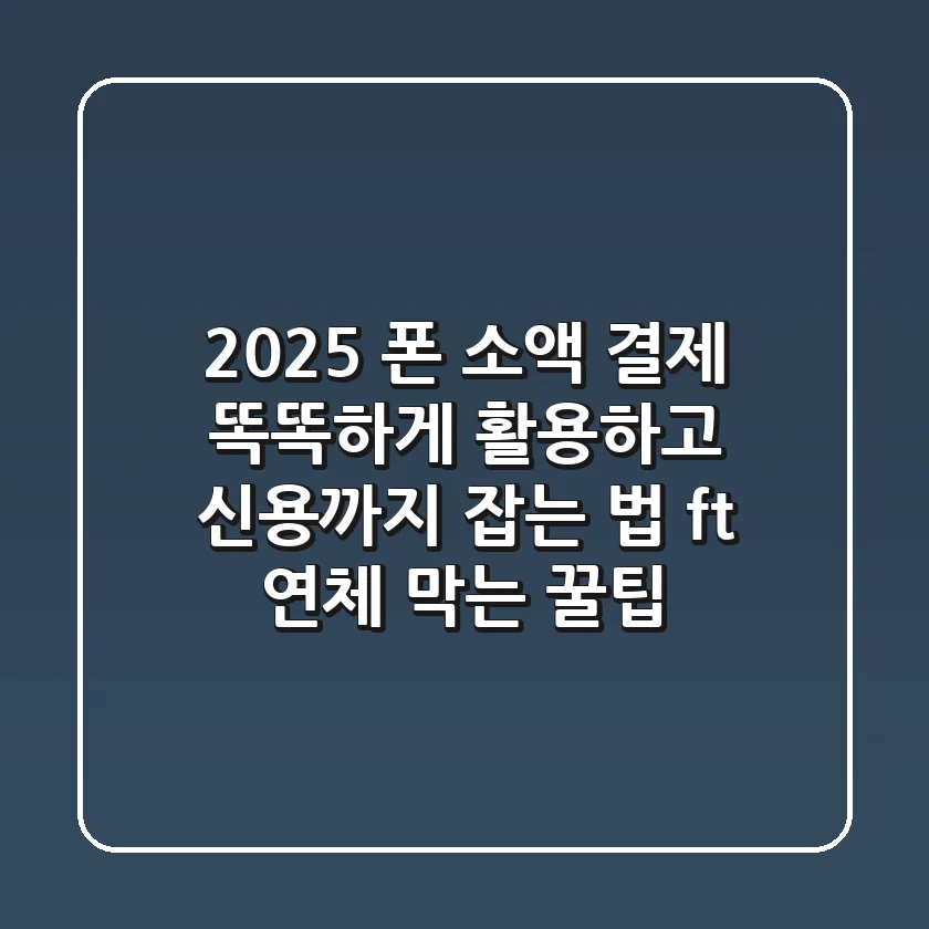 2025 폰 소액 결제, 똑똑하게 활용하고 신용까지 잡는 법 (ft. 연체 막는 꿀팁)