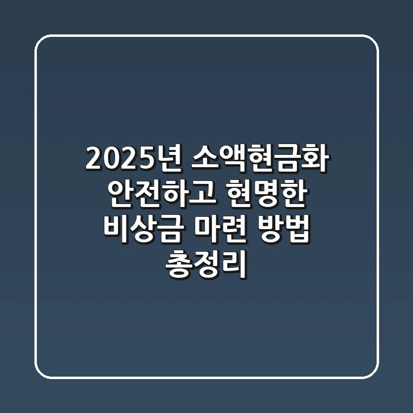2025년 소액현금화, 안전하고 현명한 비상금 마련 방법 총정리