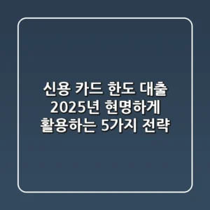 신용 카드 한도 대출, 2025년 현명하게 활용하는 5가지 전략