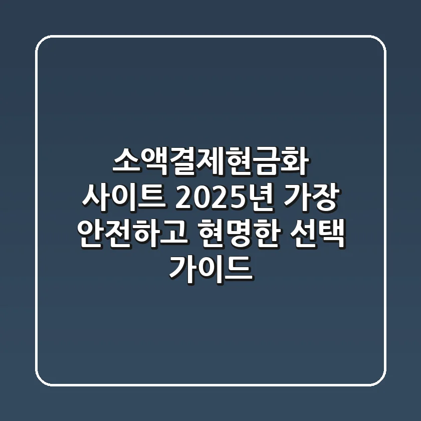 소액결제현금화 사이트, 2025년 가장 안전하고 현명한 선택 가이드