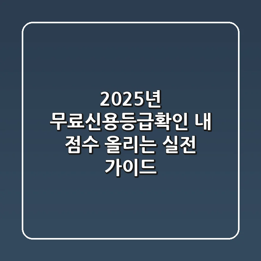 2025년 무료신용등급확인, 내 점수 올리는 실전 가이드