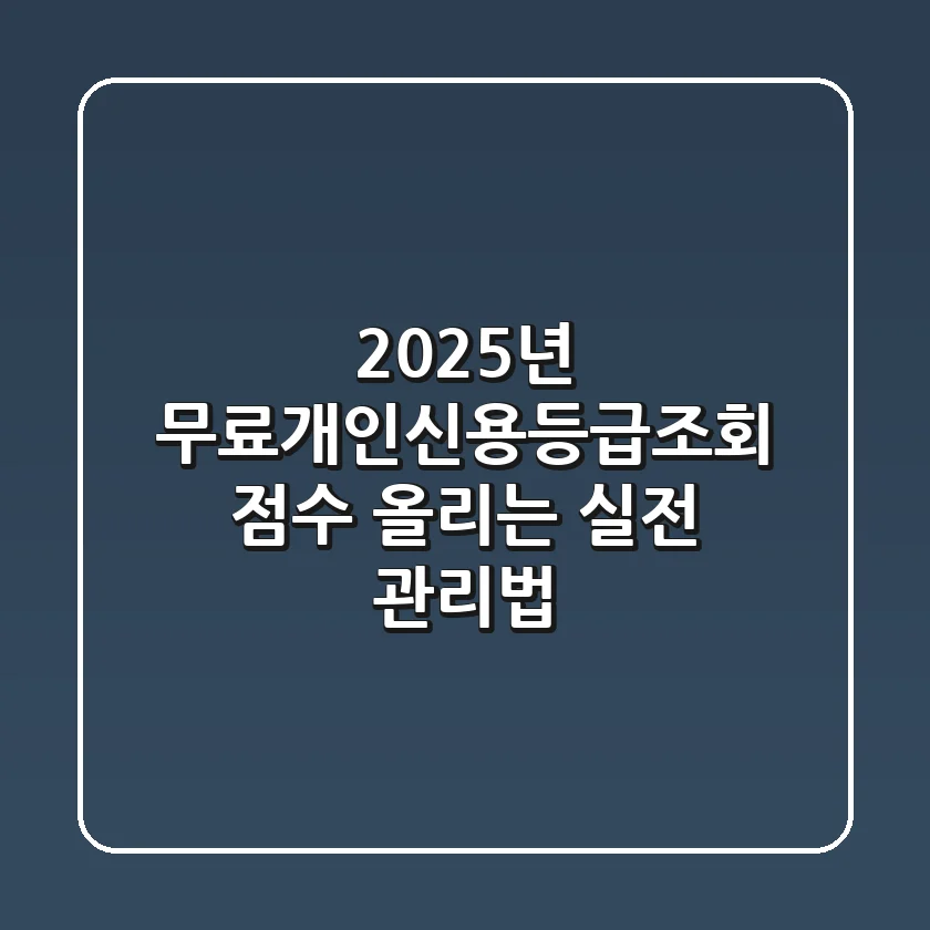2025년 무료개인신용등급조회: 점수 올리는 실전 관리법