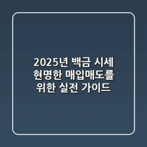 2025년 백금 시세: 현명한 매입/매도를 위한 실전 가이드