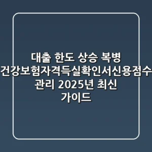 "대출 한도 상승 복병", 건강보험자격득실확인서신용점수 관리 2025년 최신 가이드