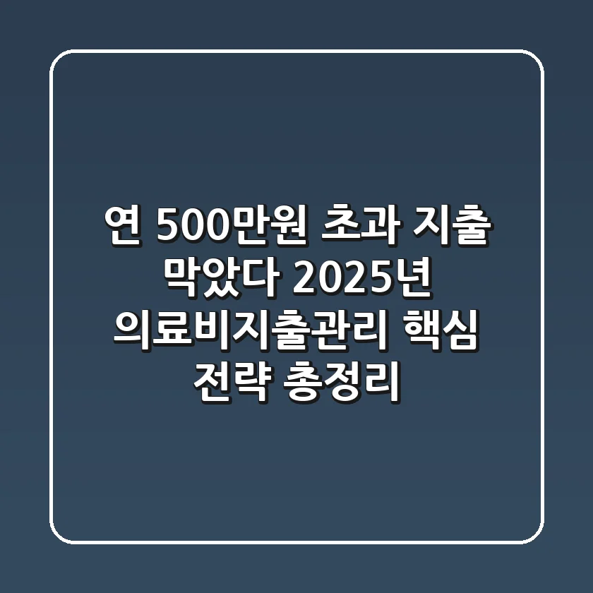 "연 500만원 초과 지출 막았다", 2025년 의료비지출관리 핵심 전략 총정리