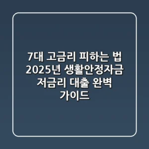 "7%대 고금리 피하는 법", 2025년 생활안정자금 저금리 대출 완벽 가이드