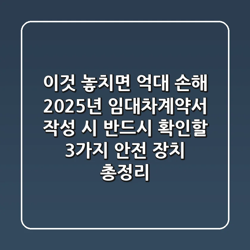 "이것 놓치면 억대 손해", 2025년 임대차계약서 작성 시 반드시 확인할 '3가지 안전 장치' 총정리