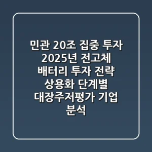 "민관 20조 집중 투자", 2025년 전고체 배터리 투자 전략: 상용화 단계별 대장주·저평가 기업 분석