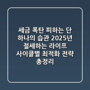 "세금 폭탄 피하는 단 하나의 습관", 2025년 절세하는 라이프 사이클별 최적화 전략 총정리