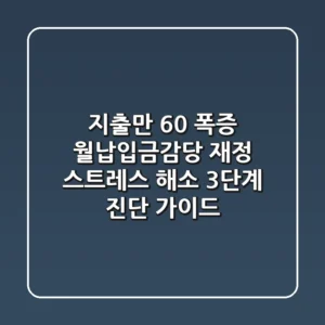 "지출만 60% 폭증?", 월납입금감당 재정 스트레스 해소 3단계 진단 가이드