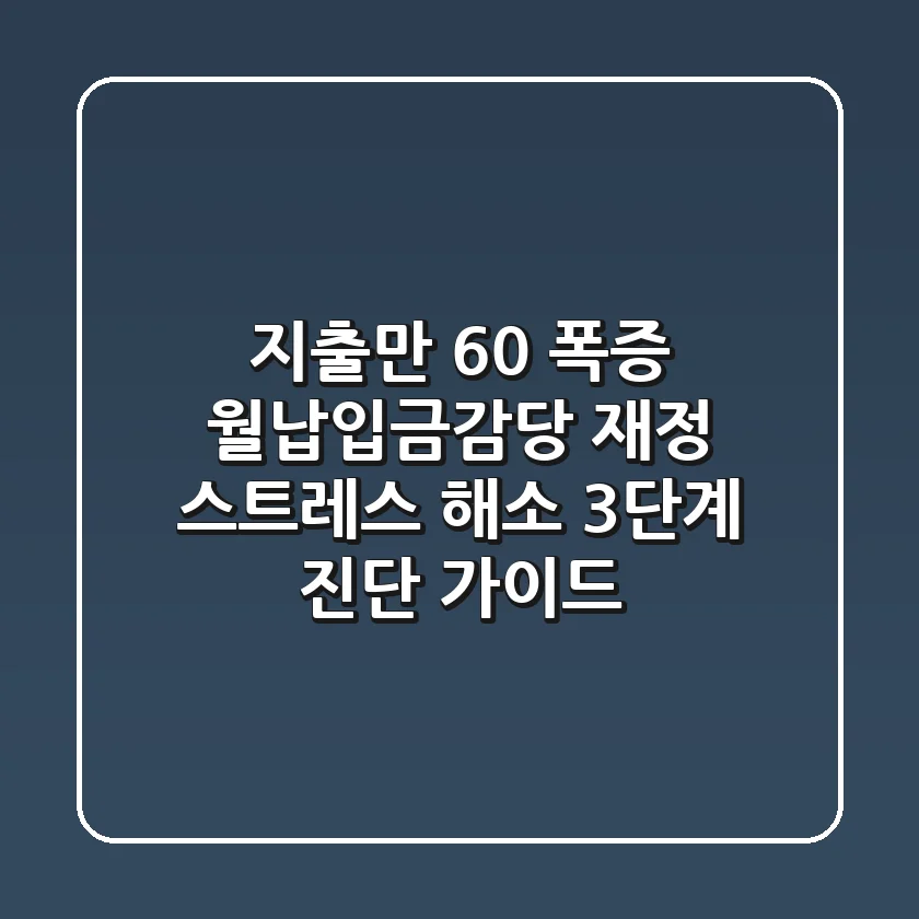 "지출만 60% 폭증?", 월납입금감당 재정 스트레스 해소 3단계 진단 가이드