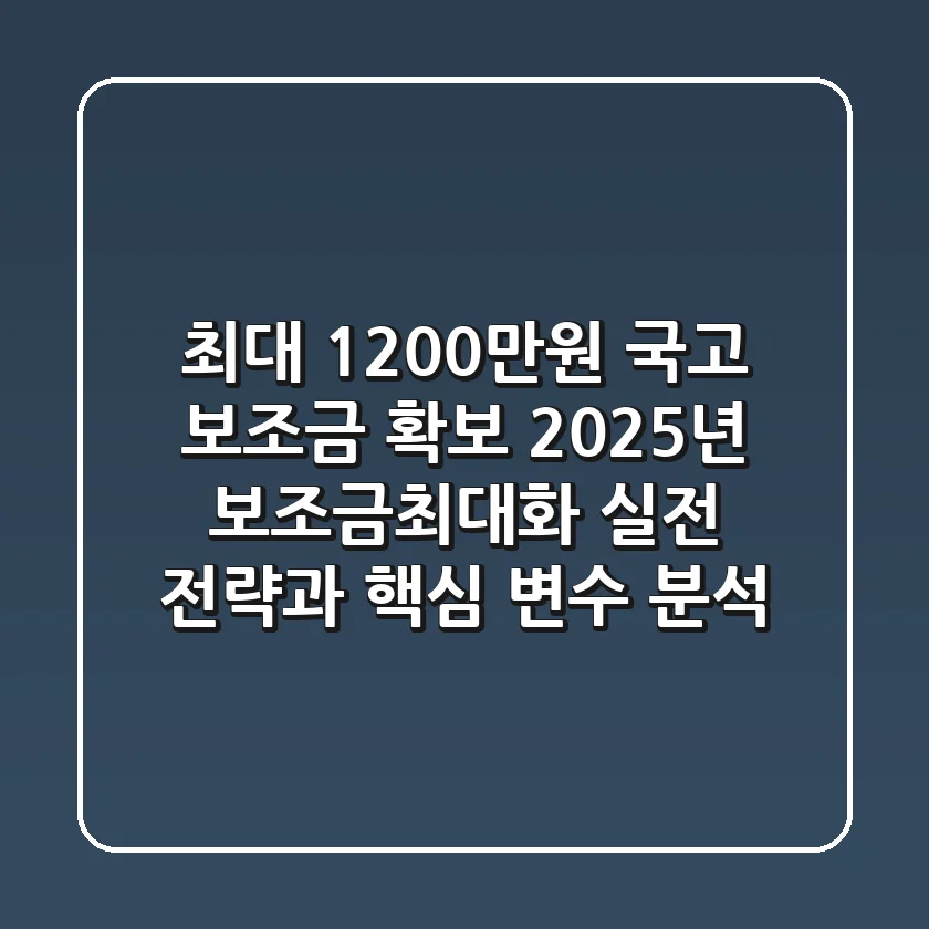 "최대 1200만원 국고 보조금 확보", 2025년 보조금최대화 실전 전략과 핵심 변수 분석