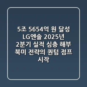 "5조 5,654억 원 달성", LG엔솔 2025년 2분기 실적 심층 해부, 북미 전략의 퀀텀 점프 시작