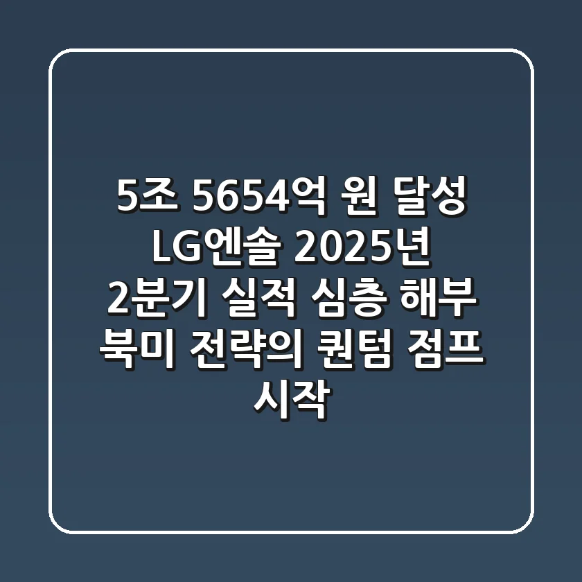 "5조 5,654억 원 달성", LG엔솔 2025년 2분기 실적 심층 해부, 북미 전략의 퀀텀 점프 시작
