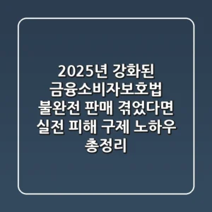 "2025년 강화된 금융소비자보호법", 불완전 판매 겪었다면 실전 피해 구제 노하우 총정리