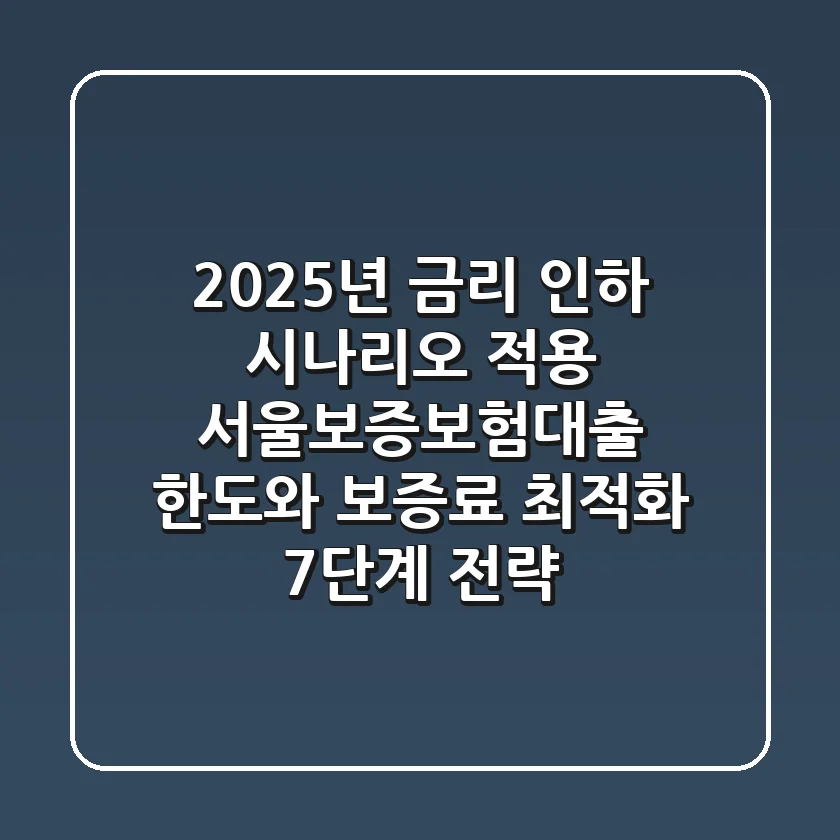 "2025년 금리 인하 시나리오 적용", 서울보증보험대출 한도와 보증료 최적화 7단계 전략