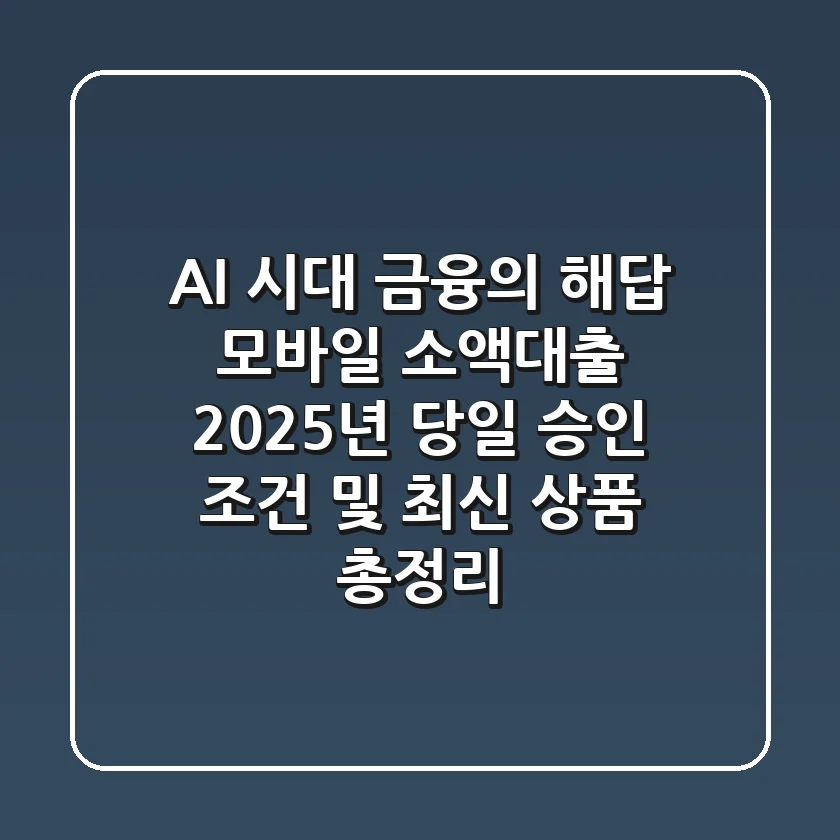 "AI 시대 금융의 해답", 모바일 소액대출, 2025년 당일 승인 조건 및 최신 상품 총정리