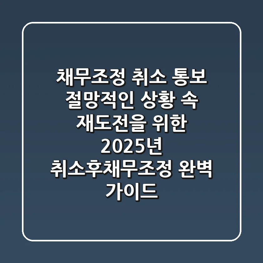 "채무조정 취소 통보", 절망적인 상황 속 재도전을 위한 2025년 취소후채무조정 완벽 가이드