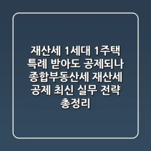 "재산세 1세대 1주택 특례 받아도 공제되나?", 종합부동산세 재산세 공제 최신 실무 전략 총정리