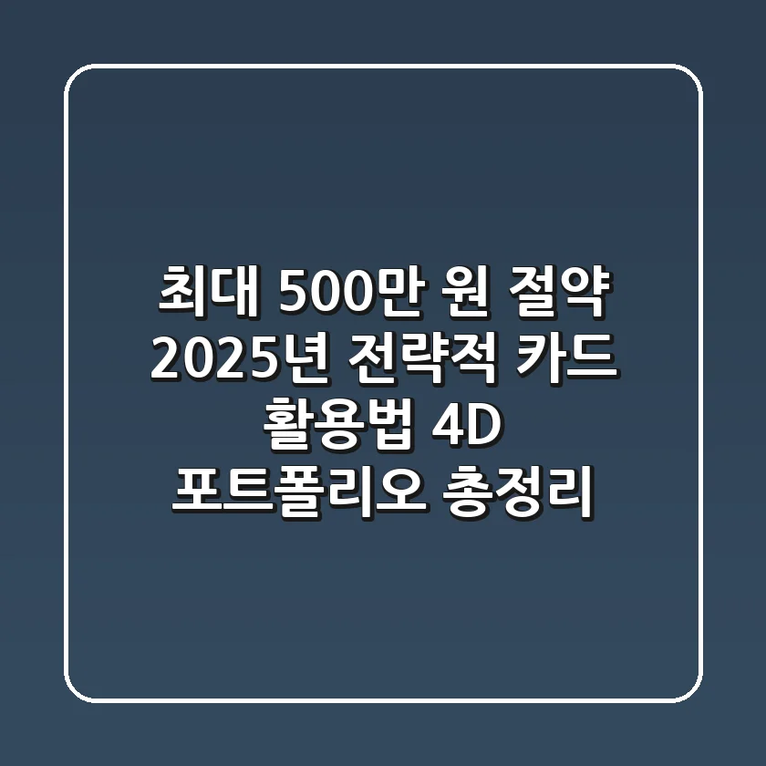 "최대 500만 원 절약?", 2025년 전략적 카드 활용법 4D 포트폴리오 총정리