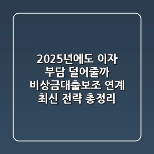 "2025년에도 이자 부담 덜어줄까?", 비상금대출보조 연계 최신 전략 총정리