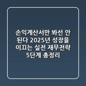 "손익계산서만 봐선 안 된다", 2025년 성장을 이끄는 실전 재무전략 5단계 총정리