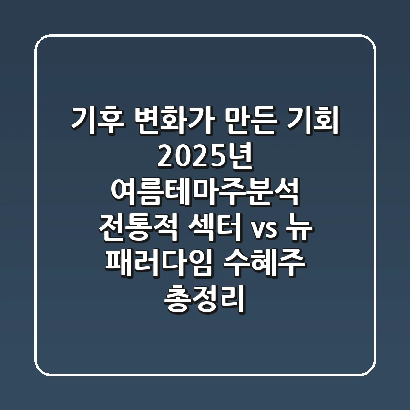 "기후 변화가 만든 기회", 2025년 여름테마주분석: 전통적 섹터 vs. 뉴 패러다임 수혜주 총정리