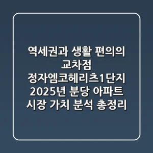 "역세권과 생활 편의의 교차점", 정자엠코헤리츠1단지 2025년 분당 아파트 시장 가치 분석 총정리