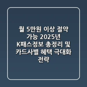 "월 5만원 이상 절약 가능?", 2025년 K패스정보 총정리 및 카드사별 혜택 극대화 전략
