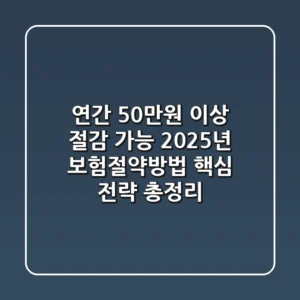 "연간 50만원 이상 절감 가능", 2025년 보험절약방법 핵심 전략 총정리