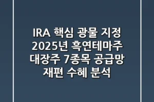 “IRA 핵심 광물 지정”, 2025년 흑연테마주 대장주 7종목 공급망 재편 수혜 분석