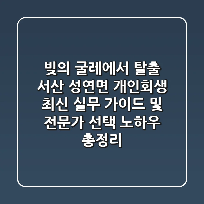 "빚의 굴레에서 탈출," 서산 성연면 개인회생 최신 실무 가이드 및 전문가 선택 노하우 총정리