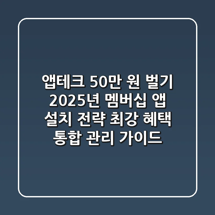"앱테크 50만 원 벌기?", 2025년 멤버십 앱 설치 전략: 최강 혜택 통합 관리 가이드