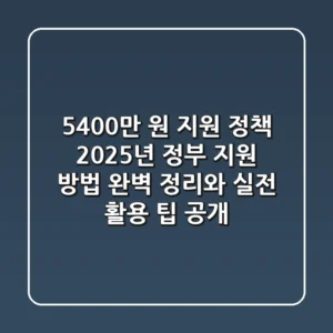 "5,400만 원 지원 정책", 2025년 정부 지원 방법 완벽 정리와 실전 활용 팁 공개