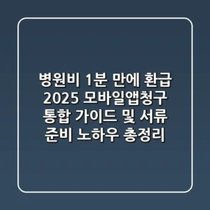 "병원비 1분 만에 환급", 2025 모바일앱청구 통합 가이드 및 서류 준비 노하우 총정리