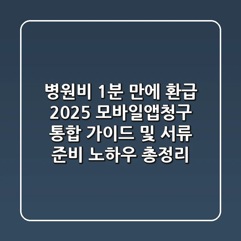 "병원비 1분 만에 환급", 2025 모바일앱청구 통합 가이드 및 서류 준비 노하우 총정리